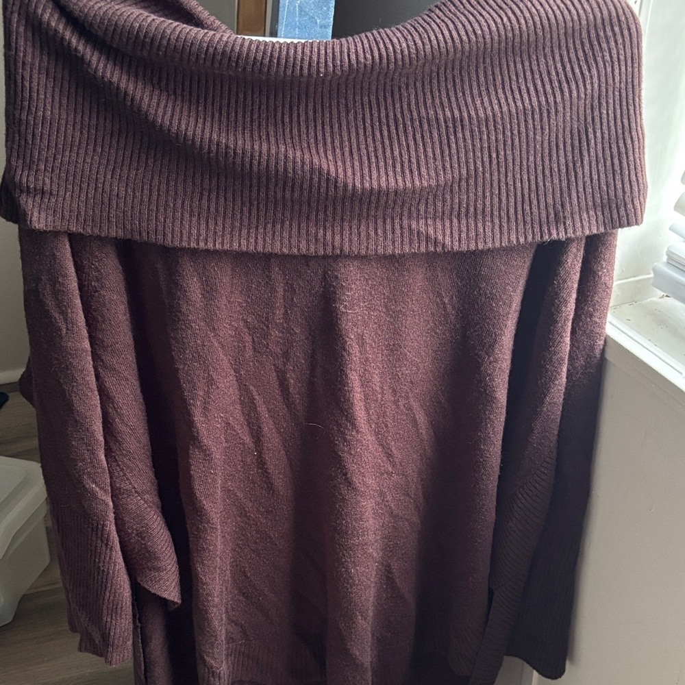 United States Sweaters Chocolate Off-Shoulder Sweater